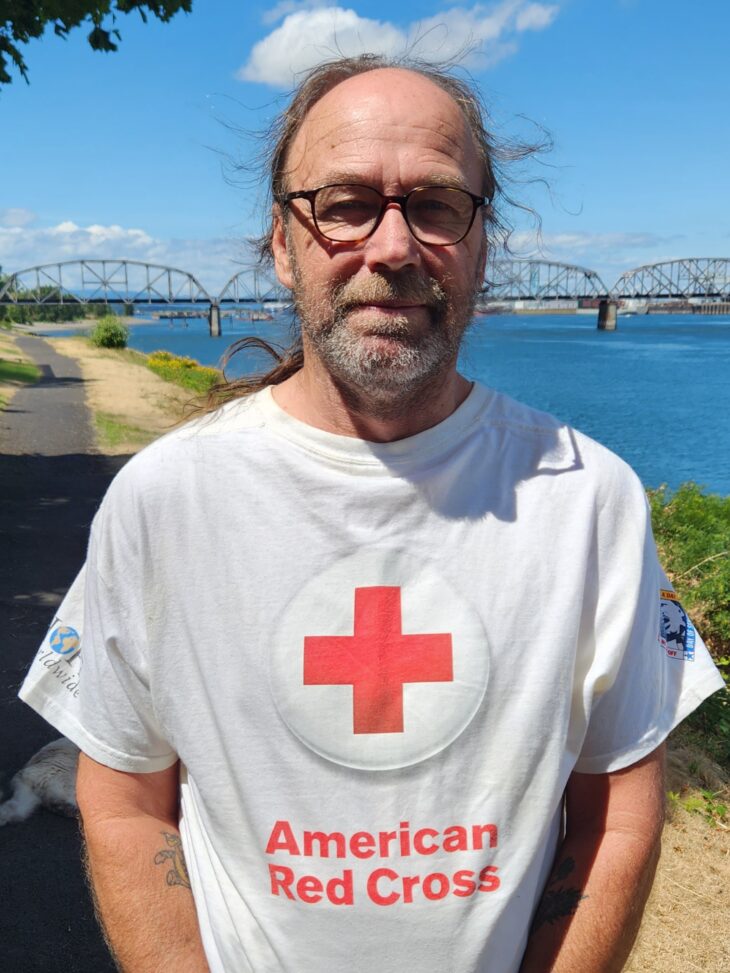 Chris Schwarzkopf, a retired long haul driver, volunteers his time delivering blood to the Oregon coast.
